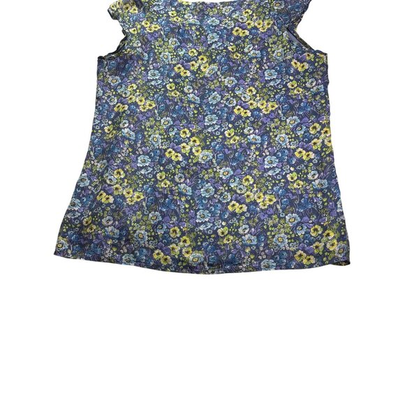 Out of the Box Floral Cap Sleeve Blouse M Lined Pleated Necklace Fairy Whimsical - Picture 6 of 8